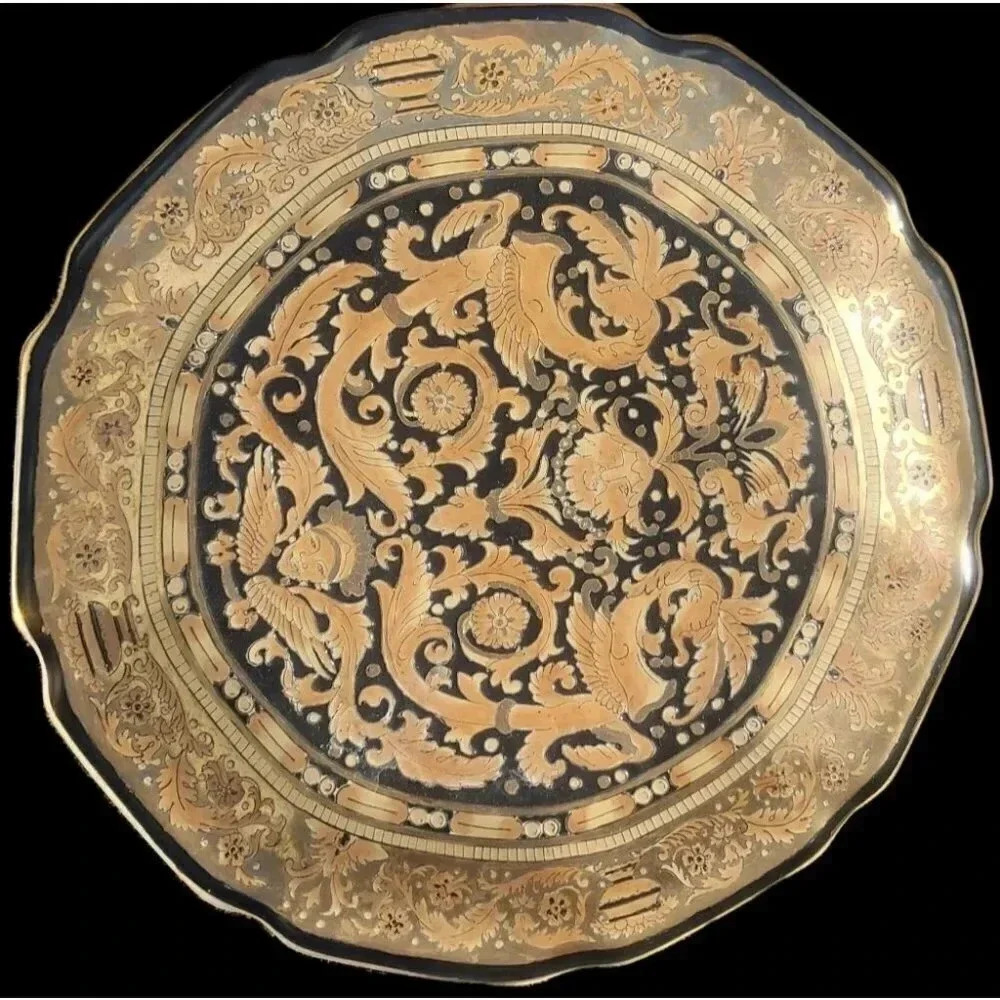 Accent Accessory Decorative Gold and Black Plate